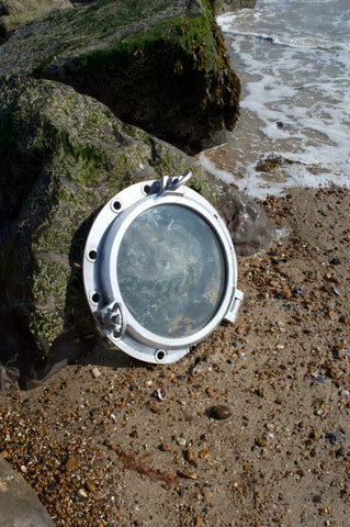 Vintage Authentic Large 2 Key Aluminium Circular Porthole - Ship Salvaged & Restored
