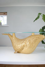 Gold Whale Coffee Table with Glass Top, Nautical Decor