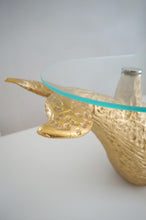 Gold Whale Coffee Table with Glass Top, Nautical Decor