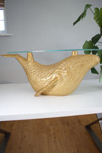 Gold Whale Coffee Table with Glass Top, Nautical Decor