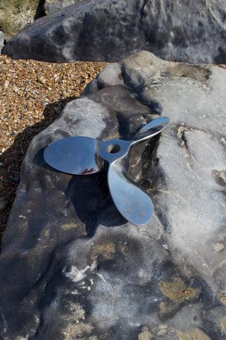 Vintage Polished Stainless Steel 3-Blade Boat Propellor